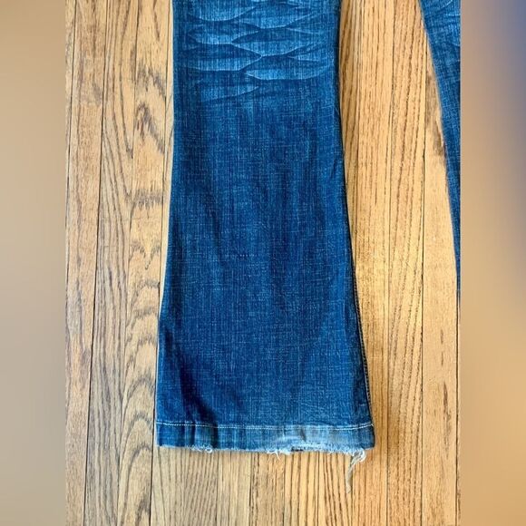 VTG 2000s y2K Hydraulic Metro Low Rise Flare jeans Dark Whisker Stretch 11/12 - Picture 4 of 12